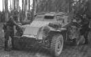 захваченный немецкий бронеавтомобиль SdKfz 261 на службе в Красной Армии, Западный фронт, август 1941 г. Машина   перекрашена в стандартный советский защитный цвет 4 БО.